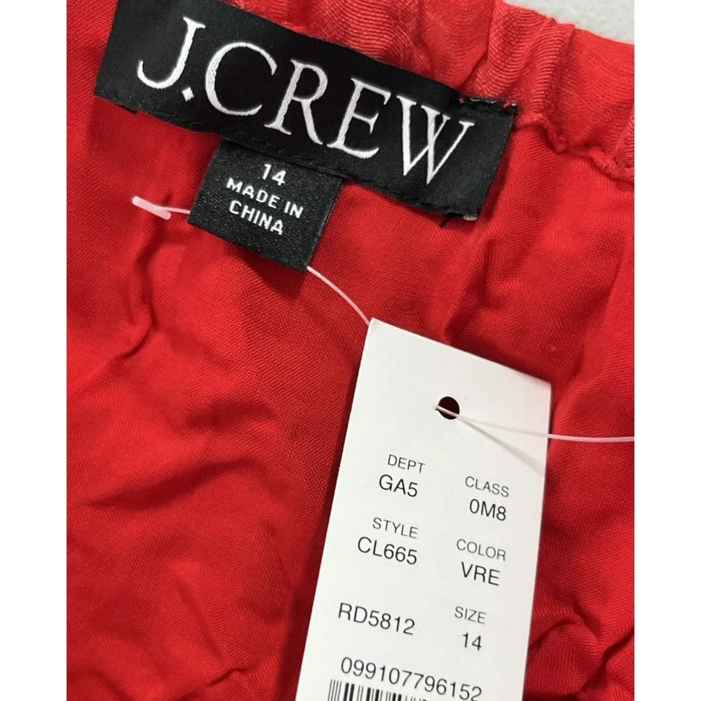 J Crew Textured Linen Blend Skirt Womens 14 Red Crinkled Pencil Lightweight - Picture 7 of 9